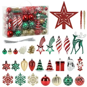 Christmas Ornaments Set, 106 pcs Shatterproof Christmas Tree Balls Decorations, Delicate Christmas Decoration Baubles Craft Set for New Year Holiday Wedding Party Xmas Parties and Office Shop Decor