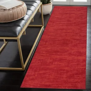 Solid Kitchen Runner Rug 2x8 Long Hallway Runner Rug Contemporary Area Rug Machine Washable Floor Cover Modern Runenr Rug for Living Room Bedroom, Red