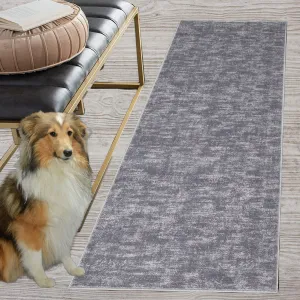 Area Rug 2'3 x 8 Grey Runner Rug for Hallway Long Washable Rug Non-Slip Laundry Room Rug Non-Slip Kitchen Runner Rug Hallway Rug Laundry Rug Aesthetic Bedside Rug, Retro Rug Runner, Gray