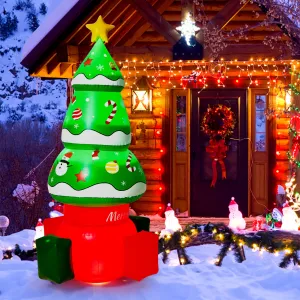 5.6 FT Christmas Inflatable Tree Blow Up Xmas Trees with Multicolor LED Lights, Christmas Tree Yard Decor for Outdoor, Garden, Lawn, Holiday Party