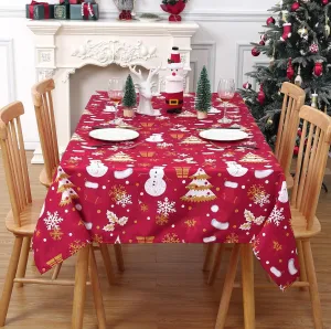 Table Cloth Rectangle Table Waterproof Fabric Dining Table Cover Farmhouse Tablecloth Party Decorations Stain Resistant Red|Snow, 60''x84''