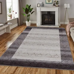 Area Rug 5x7 Washable Brown Stain-Resistant Low-Pile Rug for Living Room Bedroom