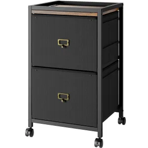 2 Drawers Mobile Fabric File Cabinet, Metal Frame, MDF Top, Waterproof, Anti-Corrosive, Rolling Wheels, Home Office
