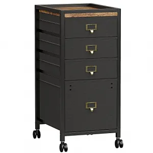 4 Drawers Mobile Fabric File Cabinet, Metal Frame, MDF Top, Waterproof, Anti-Corrosive, Rolling Wheels, Home Office