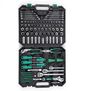 213 Piece Mechanic Tool Set, Drive Socket Set SAE and Metric Household Hand Tool Kit, Cr-V Constructed, Socket Wrench Set Collapsible Camping Wagon