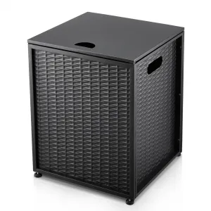 Propane Tank Cover Table, Hideaway Table for 20 Lb Propane Tank, Easy to Use, Upper Cover & Side Handle, Outdoor Side Table for Patios and Gardens,Black