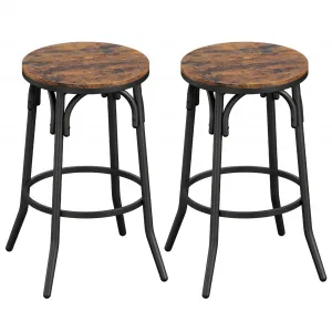 Bar Stools, Set of 2 Stools with Footrest, Industrial, Easy Assembly, Sturdy Steel Frame, Tall Bar Stools, Bar Height Stools for Dining Room Kitchen