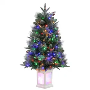 3ft Christmas Tree with 78 Multicolor Led Lights, Pre-Lit Artificial Christmas Trees, Snow Flocked, 8 Lighting Modes, Battery Operated, Christmas Decoration for Home, Lighting Potted Base
