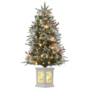 3ft Pre-Lit Christmas Tree, Artificial Christmas Trees with Lighting Elk Base, Mini Christmas Trees with 78 LED Lights, Battery Operated and Timer Function, Xmas Decoration for Home