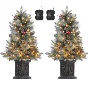 2PCS Premium Artificial Christmas Tree with 78 Warm White LEDs - Battery Operated Artificial Christmas Tree with 8 Adjustable Modes, Christmas Tree with Density Branches