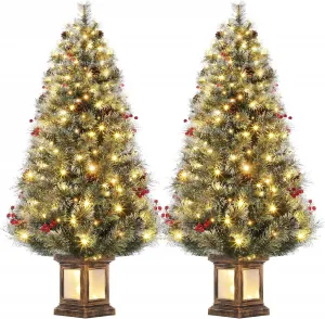 4.5ft Pre-Lit Christmas Tree, Artificial Christmas Tree with 108 LED Lights & 8 Lighting Modes, Easy Assembly, Fake Xmas Tree for Home Office Holiday Decor, 2 PACK