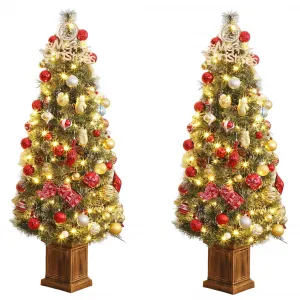 4.5 Ft Pre-Lit Artificial Christmas Tree, Fake Spruce Christmas Tree with 200 Led Lights, 8 Dual Color Modes, Tabletop Small Xmas Tree for Indoor & Outdoor Christmas Decor