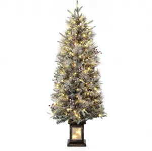 4.5ft Christmas Tree, Pre Lit Snow Flocked Artificial Christmas Tree with 200 LED Lights & 8 Lighting Modes, Premium Xmas Pine Tree for Christmas Decoration, Yard, Home, Office