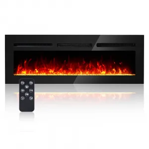 50" Recessed/Wall Mounted Electric Fireplace, Heater, RC