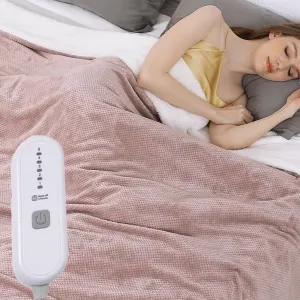 Electric Heated Blanket Queen Size with Dual Control, Sherpa Heating Throw Blankets with 4 Fast Heating Levels & 10 Hours Auto Off, Machine Washable, ETL Certification (Queen, Pink)