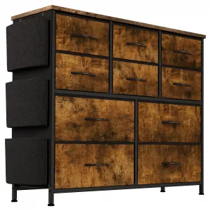 Dresser with 10 Drawers, Dressers & Chest of Drawers with Wood Tabletop for Bedroom Living Room Entryway - Rustic Brown