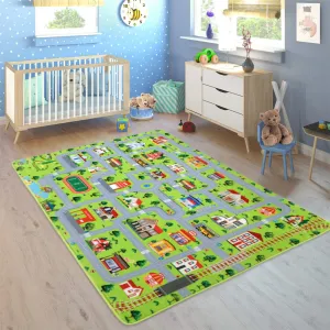 Non Slip Kids Rug 3x5 Classroom Rugs Game Play Area Rug Road and Traffic Carpet Super Soft Thick Game Play Area Rug Baby Playroom Mat for Toddler Bedroom Nursery Playroom