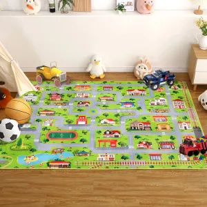 Large Kids Rug 8x10 Kids Rug Car Rug Play Mat for Toy Cars Road Rug,Non Slip Kids Play Rug for Playroom Bedroom Boys Children Toddlers,Kids Carpet Playmat Rug,Fun Play Area Rug