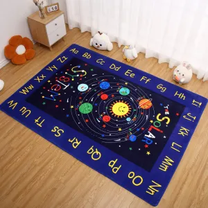 Kids Rugs 8x10 Non Slip Outer Space for Playroom Large Throw Carpet for Children Bedroom Kids Playmat Solar System Play Rug for Kids Bedroom Nursery Playroom Classroom