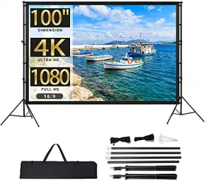 Projector Screen With Stand 16:9 4K HD Rear & Front Projections Movies Screen