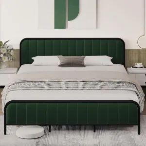 King Size Bed Frame, Gold Metal Frame with Headboard and Footboard, Under Bed Storage Space and, Heavy Duty, Noise Free Design, No Box Spring Needed