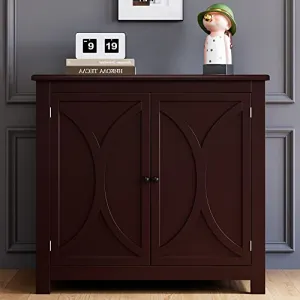 Sideboard Buffet Cabinet,Storage Cabinet with 2 Doors [Spray Process] [Semicircle Appearance] for Kitchen, Dining, Living Room,Brown