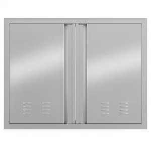 Outdoor Kitchen Doors 21" H x 42" W, Stainless Steel BBQ Double Access Door,Recessed Handle for Outdoor Kitchen Cabinet Grilling Station and BBQ Island