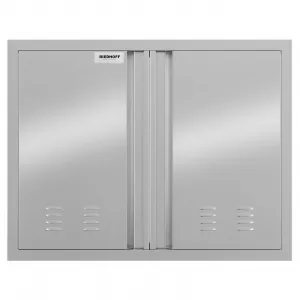 Outdoor Kitchen Doors 24" H x 26" W, Stainless Steel BBQ Double Access Door,Recessed Handle for Outdoor Kitchen Cabinet Grilling Station and BBQ Island