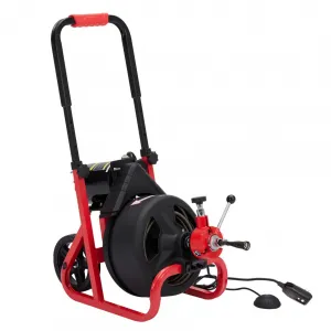 75Ft x 1/2 Inch Drain Cleaner Machine - Auto-Feed Electric Drain Auger for 2 to 4 Inch Pipes, Includes 6 Cutters, Gloves, and Sewer Snake