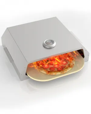 Pizza Oven Kit With Pizza Stone, Built-In Thermometer,Stainless Steel Portable Pizza Oven Kit for Outside, Camping, Oven, Charcoal Grill,18 in. x 14 in. x 5 in