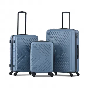 3 Piece Luggage Sets Lightweight Hardshell Suitcase With TSA Lock For Travel 20"/24"/28" Blue