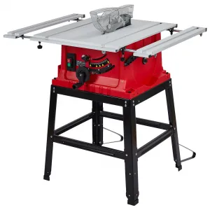 10 Inch 15A Table Saw & Stand - 5000RPM, Bevel Cuts, Dust Port