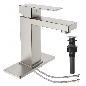 Matte Black Faucet, 1/3 Hole, Pop-Up Drain,No-Lead,Single Handle - Nickel