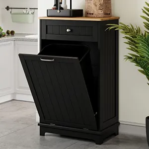 Tilt Out Trash Cabinet Detachable Board Painting Process Wooden Table Top for Kitchen Dining Living Room