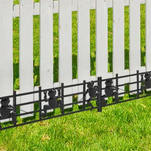 15-Pcs Animal Barrier Fence - 8" H x 24" L Rustproof Metal Garden Fence with Frog Pattern, Decorative Dog Digging Barrier for Yard Outdoor