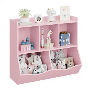 Kids Toy Storage Organizer, Children Bookshelf with Storage Cubbies, Toddler Toy Shelf for Playroom, Living Room, Nursery for Girls, Pink