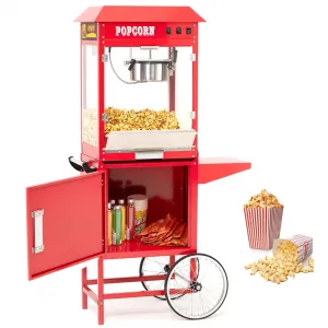 Popcorn Machine, Commercial Popcorn Machine With Cart, Popcorn Maker Machine With Stainless-Steel 8oz Kettle Makes Up To 60 Cups, Vintage Style
