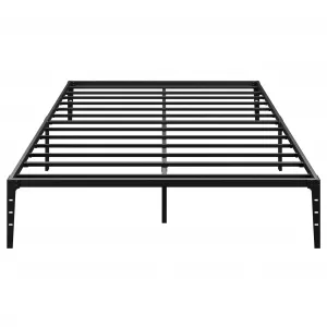 14 Inch Metal Platform Full Bed Frame, Steel Slat Support Full Size Bed Platform, Mattress Foundation, Easy Assembly, No Box Spring Needed, Black
