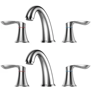 Bathroom Sink Faucet, Faucet for Bathroom Sink, Widespread Chrome Bathroom Faucet 3 Hole with Stainless Steel Pop Up Drain and cUPC Lead-Free Hose - (Chrome 2 Packs)