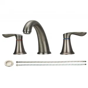 8 Inch Grey Faucet for 3 Hole Sink, Bathroom Widespread Use