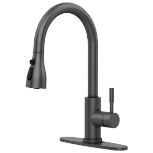 Pull Down Sprayer Kitchen Faucet, Matte Black, 3 Modes - Black