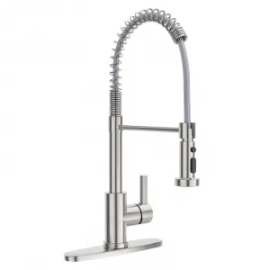 Aquablade Modes Kitchen Faucet with Pull Down Sprayer, Brushed Nickel Spring Sink Faucets, Single Handle Faucet for 1 Hole Or 3 Holes