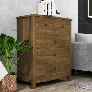 Dresser for Bedroom, Wood Dresser Organizer, 5 Drawer Dresser with Deep Space, Storage Cabinet for Entryway, Hallway, Home Office, Light Brown