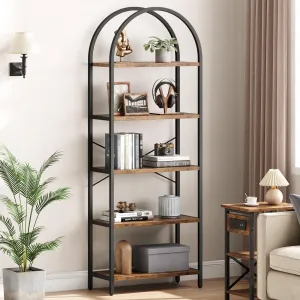 Arched Bookshelf 5 Tier Bookcase 70.87in Tall Display Racks Modern Standing Bookshelves Metal Book Shelf for Bedroom, Living Room, Home Office