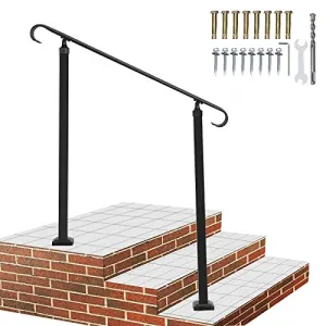 Outdoor Steps Handrail, Fits 1-3 Steps, Matte Wrought Iron