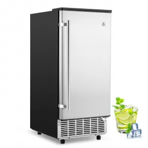 85lbs/24H Commercial Under Counter Ice Machine Stainless Steel Freestanding Ice Maker Self-Cleaning with 25lbs Storage for Home Office Kitchen