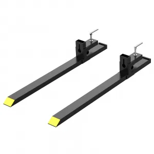 60" 1500lbs Clamp on Pallet Forks, Heavy Duty Fork Rack for Loader Bucket Skid Steer Tractor Without Stabilizer Bar