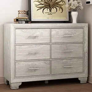 PHO_0X9E French Vintage Dresser for Bedroom with 6 Drawers, Grey