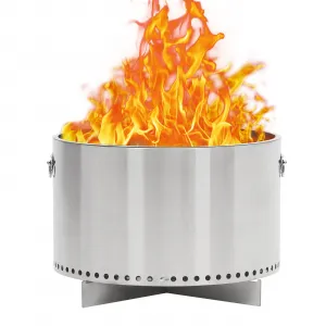 16.5" Smokeless Fire Pit,Without handle,Portable Outdoor Firepit, Stainless Metal Steel Wood Burning Fireplaces with Removable Ash Pan and Poker, for Outside Bonfire Backyard Patio Camping