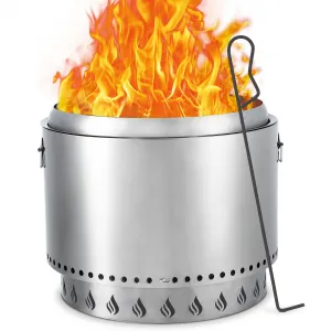 20.5" Smokeless Fire Pit with Air Switch,Without handle,Wood Burning Portable Stainless Steel Outdoor Firepit with Removable Stand & Stove Hook, Ash Pan, for Camping Backyard Patio Picnic